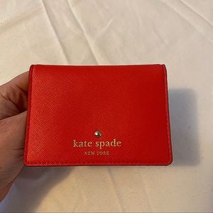 Kate Spade saffiano card case red EUC